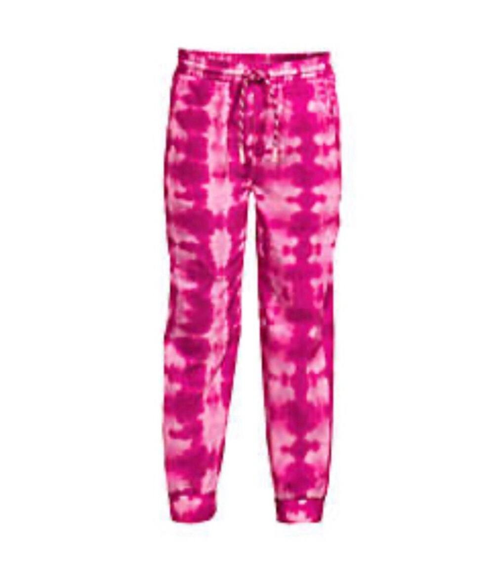 NWT Lands' End Active Jogger Pants Pull On Dark Berry Pink Tie Dye Girls Size XL